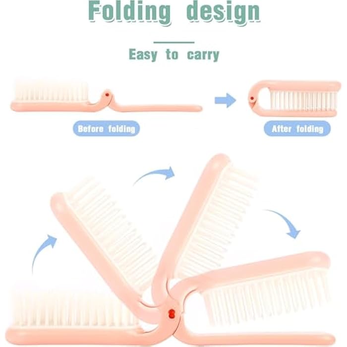 Foldable Hair Brush for Women and Men, Portable Mini Anti-Static Hair Brush, Mini Hair Comb for All Hair Types, Travel Salon Tools, Pocket Comb for Hair Styling (multicolor) - Image 3